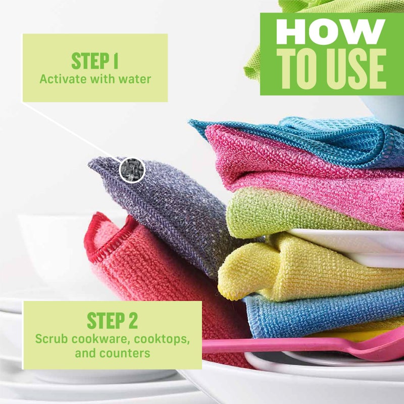 E-Cloth 2-Pack Non-Scratch Scrubbing Pads, Microfiber Scrubber and Dish Sponge, Ideal for a Streak-Free Clean Grill, Cast Iron and Dishes, Washable and Reusable, 100 Wash Promise - Image 2